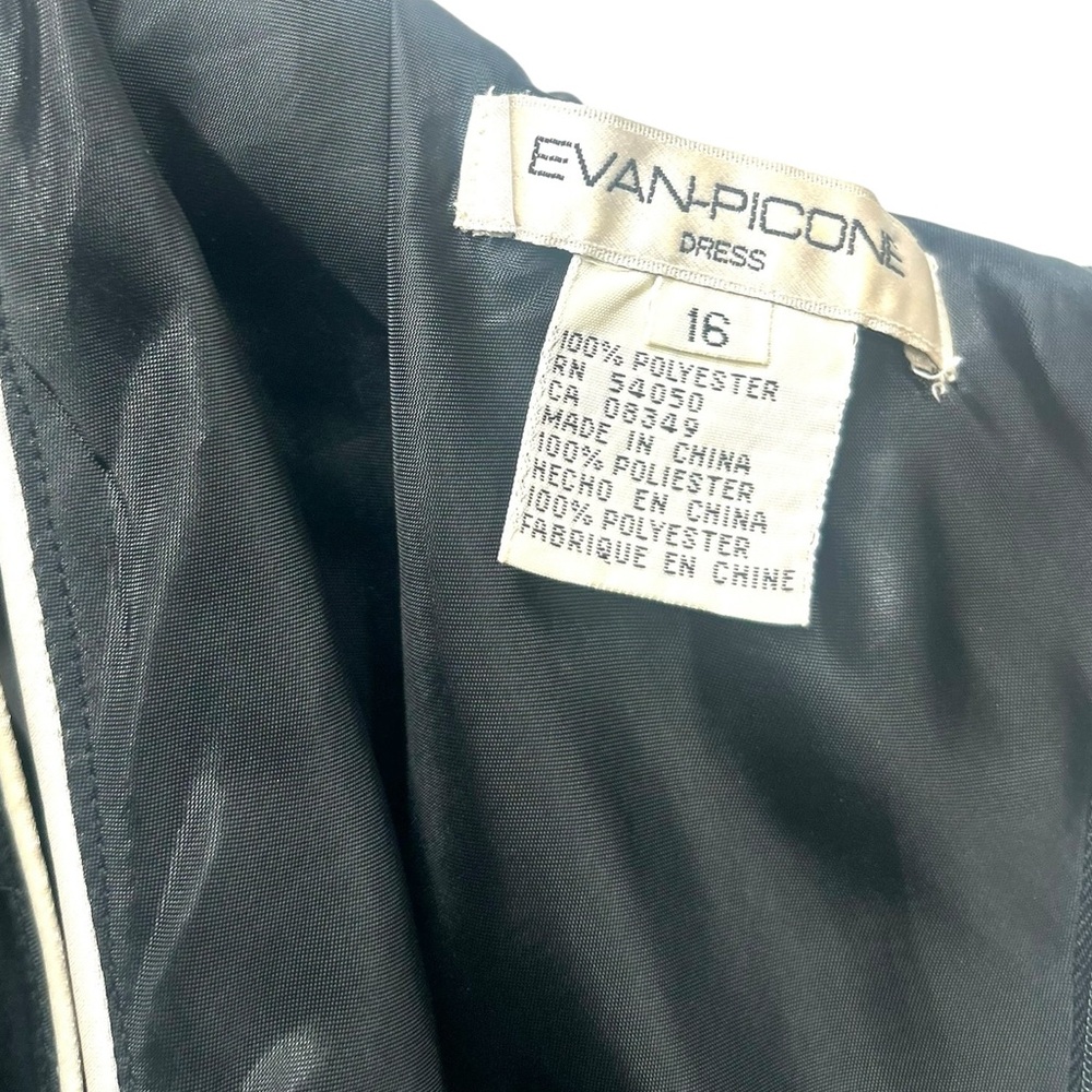 Vintage Evan Picone Black & White Cheongsam Midi Dress Cap Sleeve Size 16 Y2K - Picture 10 of 10